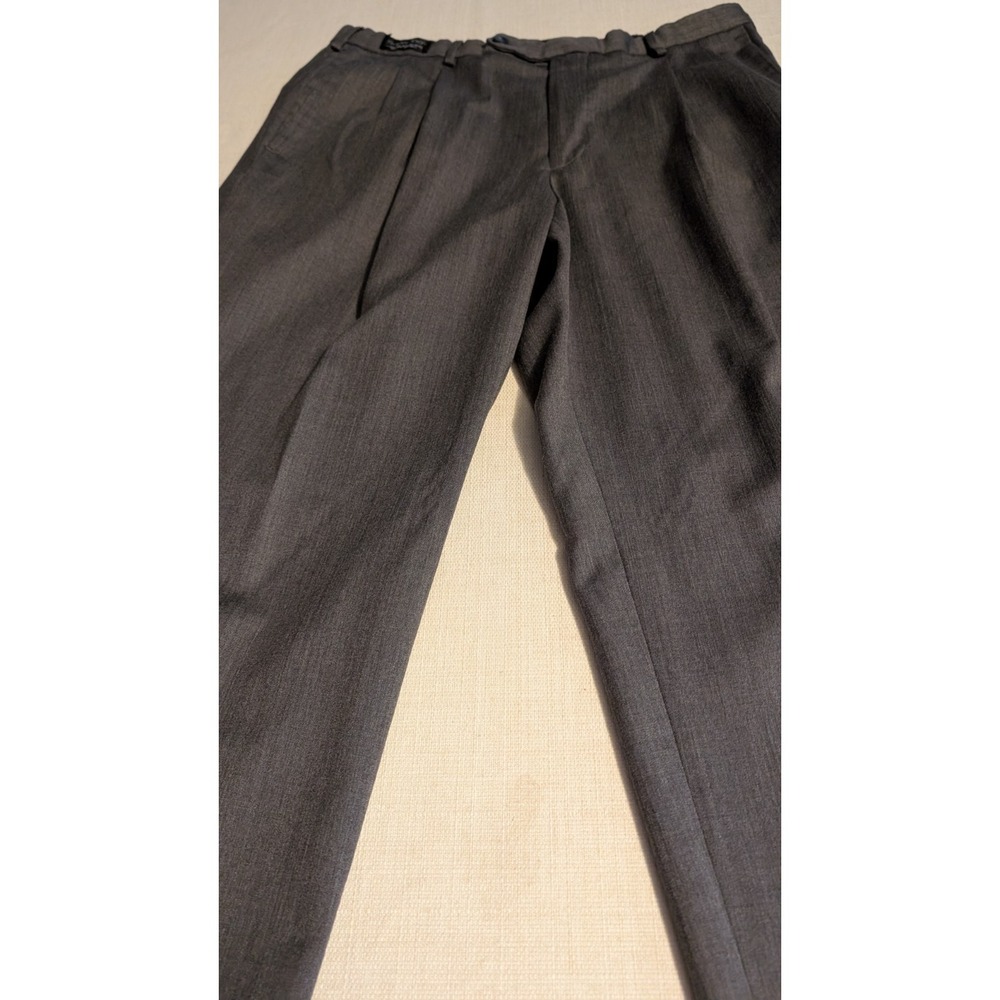 Men's Docker Wool Blend Cuffed Slacks Size 34x30 Dark Gray/Black